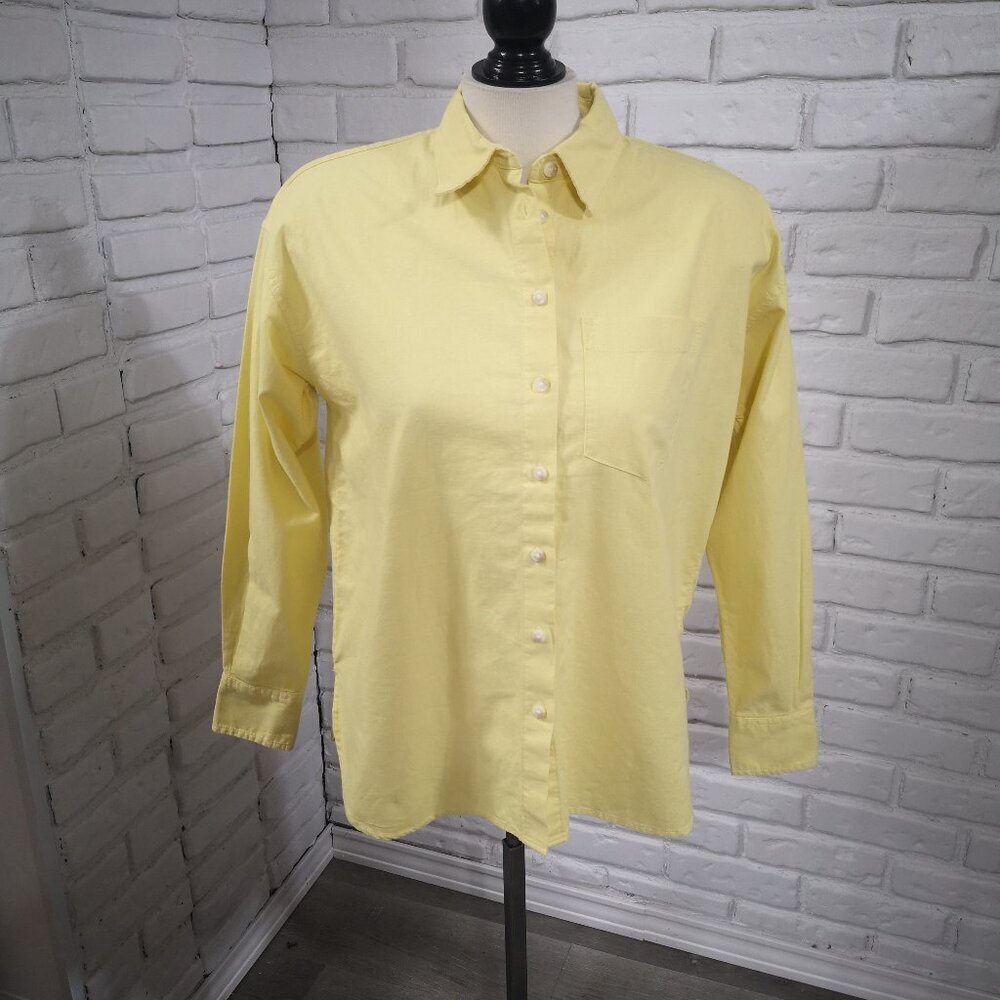 NWT Joe Fresh Ladies Size XS Yellow Button Front & Cuffs Linen Blend Shirt